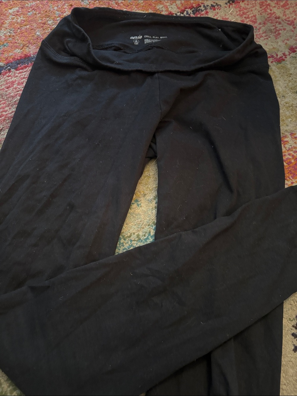 aerie Black High-Rise Foldover Leggings